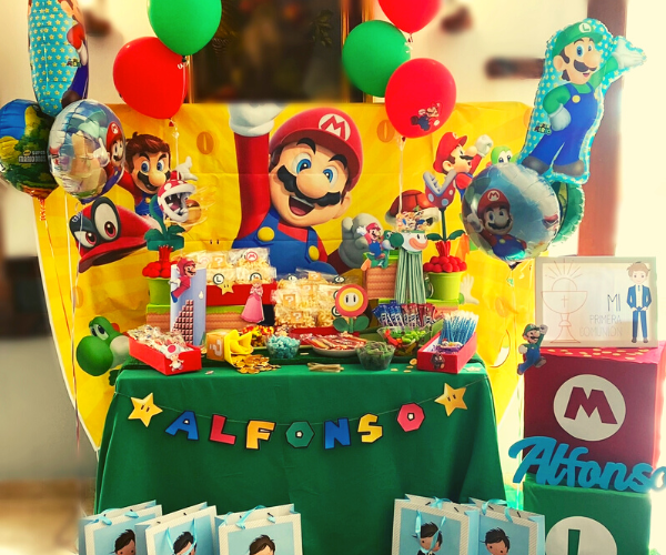 Mesa temática: Mario Bros Mesas comunión Sevilla