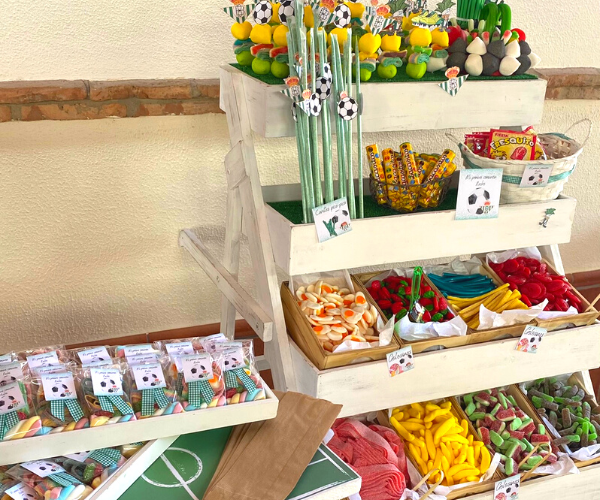 Carro de golosinas Del Real Betis Mesas comunión Sevilla