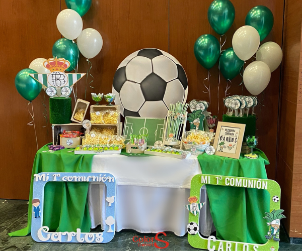 Mesa temática: Real Betis Balonpié Mesas comunión Sevilla