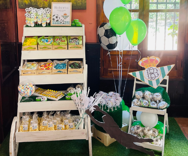 Carrito dulce Del Real Betis Balompié Mesas comunión Sevilla